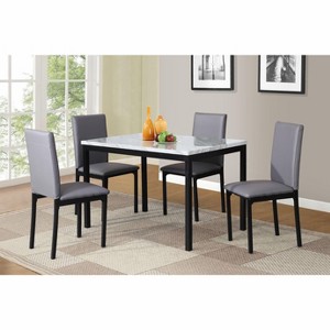 NicBex Dining Table Set for 4 Morden Counter Height Table with Faux Marble Tabletop and 4 Faux Leather Chairs for Kitchen - 1 of 4