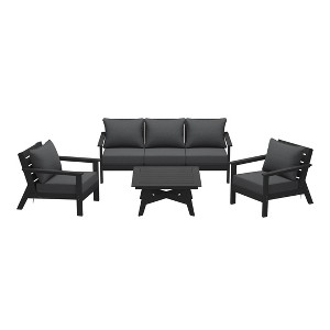 WestinTrends Avalon Outdoor 6-Piece Modular Sectional Patio Furniture Sofa Set, Black/Gray - 1 of 4