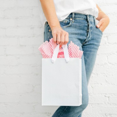 Slate Blue Dot Small Gift Bag Gray/White - Sugar Paper&#8482; + Target