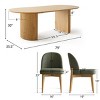 9-Piece Oval Dining Table Set, 79'' Pedestal Table with 8 Upholstered Linen Fabric Chairs, Modern Dining Room Furniture for 8-Maison Boucle - 3 of 4