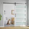 SMARTSTANDARD 80 in. & 84 in. White Glass Barn Door with Sliding Door Hardware Kit & Handle - Predrilled Ready to Assemble, 5-Lite Frosted Glass - 2 of 4