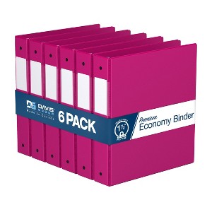 Davis Group 6pk 1.5" Premium Economy Round Ring Binders Pink: Hard Cover, 275 Sheet Capacity, 2 Pockets, Polypropylene - 1 of 4