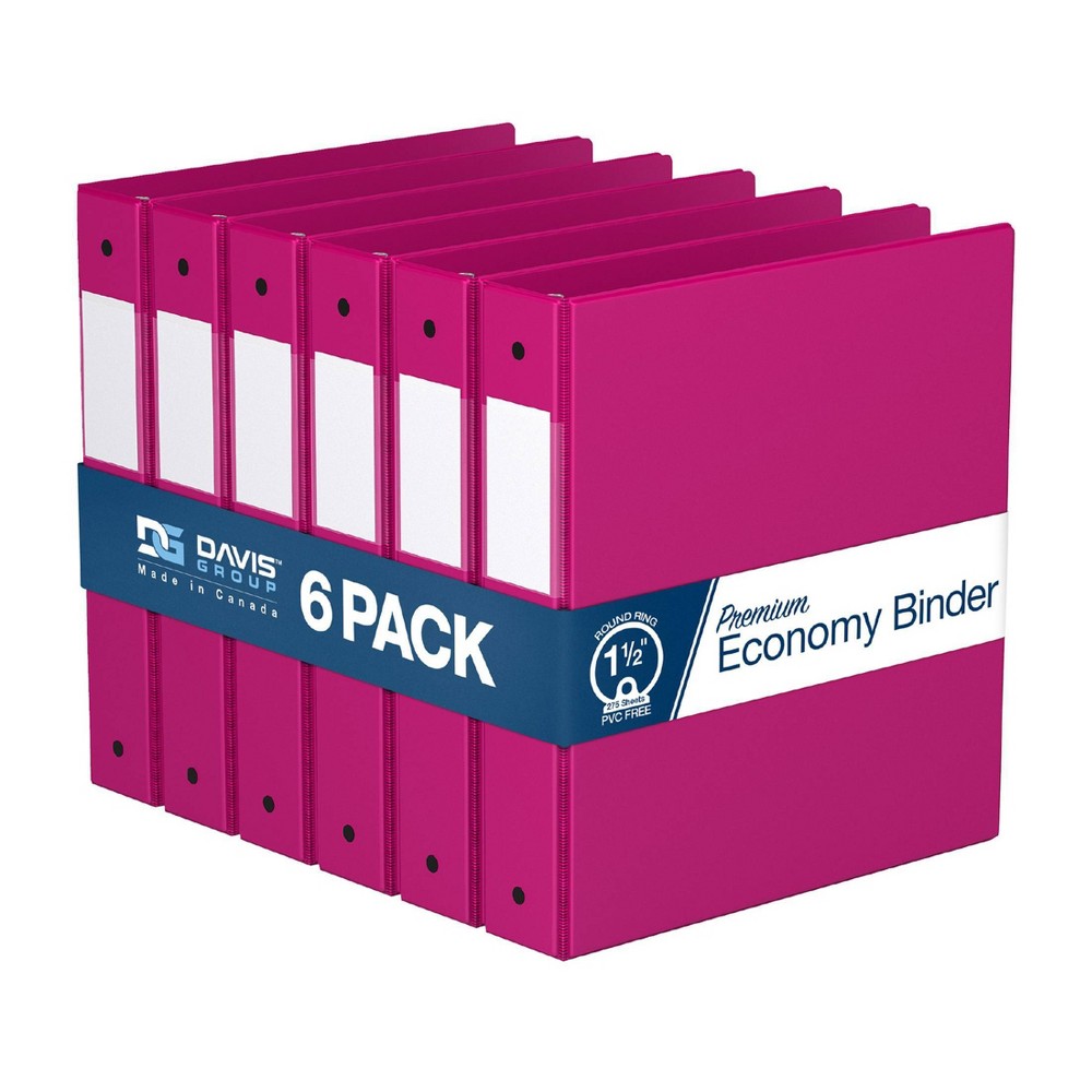 Photos - File Folder / Lever Arch File Davis Group 6pk 1.5" Premium Economy Round Ring Binders Pink