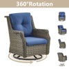 POCASSY Outdoor Rocking Chairs Swivel Chairs Set of 2, All Weather Gray Wicker Rattan 360° Swivel Patio Chair for Balcony, Porch, Pool - 3 of 4