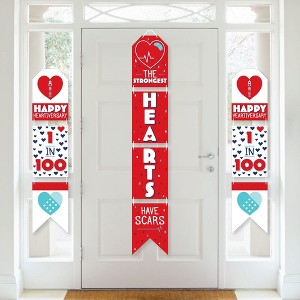 Big Dot of Happiness Happy Heartiversary - Hanging Vertical Paper Door Banners - CHD Awareness Wall Decoration Kit - Indoor Door Decor - 1 of 4