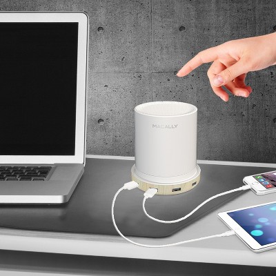 White Touch Control USB Table Lamp with Wooden Base