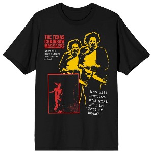 Texas Chainsaw Massacre Leatherface Collage Men's Black Crew Neck Short Sleeve T-shirt - 1 of 3