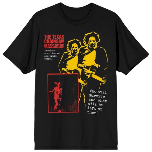 Texas Chainsaw Massacre Leatherface Collage Men’s Black Crew Neck Short Sleeve T-shirt - image 1 of 3