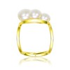 Sterling Silver 14K Gold Plated Ball Ring with Freshwater Pearls – A Sophisticated Blend of Elegance and Modern Design with Lustrous Pearls - 3 of 3