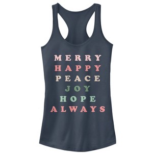 Juniors Womens CHIN UP Christmas Joy Always Racerback Tank Top - 1 of 3
