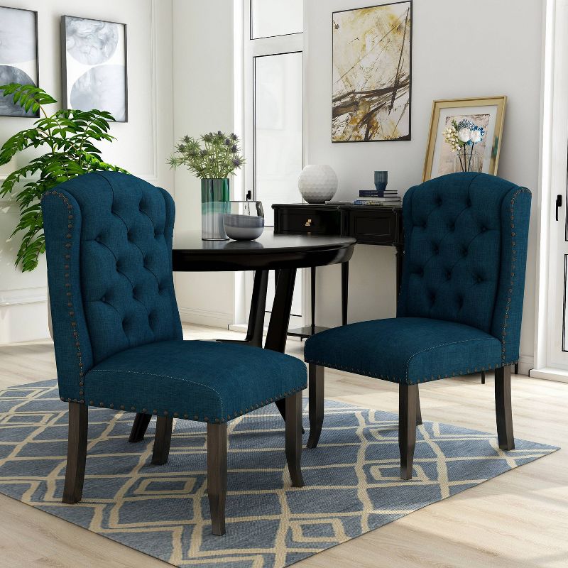 Set of 2 Liza Transitional Wingback Chairs Dark Blue - HOMES: Inside + Out, 2 of 4