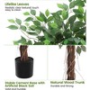 Artificial Ficus Tree, Lush Faux Plant with Black Pot, 2-Trunk Fake Indoor Outdoor Decor - 3 of 4
