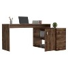 PAGED L-Shaped Writing Desk, Two Shelves and Single Door Cabinet, with 2 Open Shelves and Storage Cabinet for Office, Study, Brown - 2 of 4