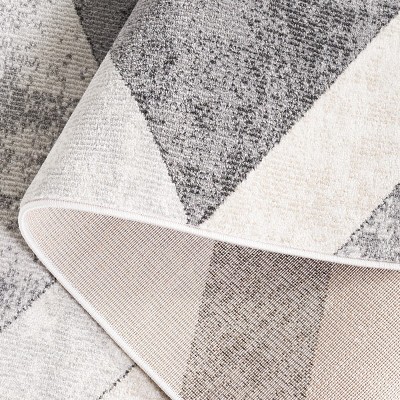 Phoenix Light Grey Beige Charcoal Geometric Area Rug 6'7"x6'7"
