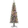 HOMCOM 6 ft Pre-Lit Pencil Christmas Tree, Artificial Flocked Xmas Tree with 170 Dual Color LED Lights, 429 Tips and Metal Stand, Green - 4 of 4