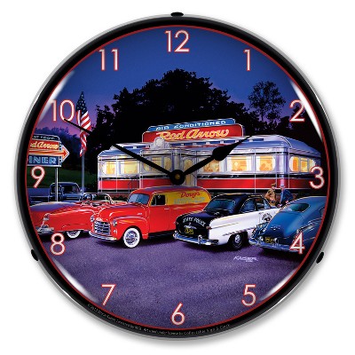 Collectable Sign & Clock | Red Arrow Dinner LED Wall Clock Retro/Vintage, Lighted