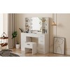 56-Inch Modern Makeup Vanity with Lighted Mirror, Adjustable Brightness, 3 Lighting Modes, Storage Shelves, Bedroom Dressing Table for Girl - 3 of 4