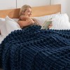 Aoibox Soft Fleece Throw Blanket, Cozy Striped Jacquard Bed Cover, Lightweight Fuzzy for All Seasons, Navy Blue - 4 of 4