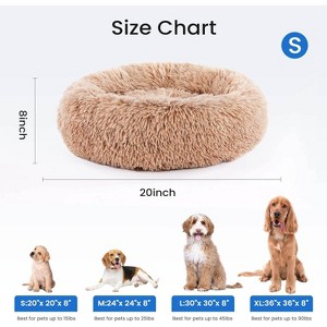 MyDepot Round Pet Bed Donut Pet Bed Non-slip Round Fluffy Plush Faux Fur, Anti-anxiety, Comfortable Sleep - 1 of 4