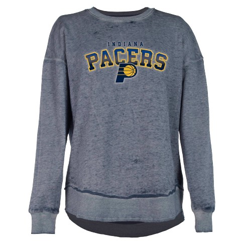 Nba Indiana Pacers Women's Gray Long Sleeve Team Slugger Crew Neck