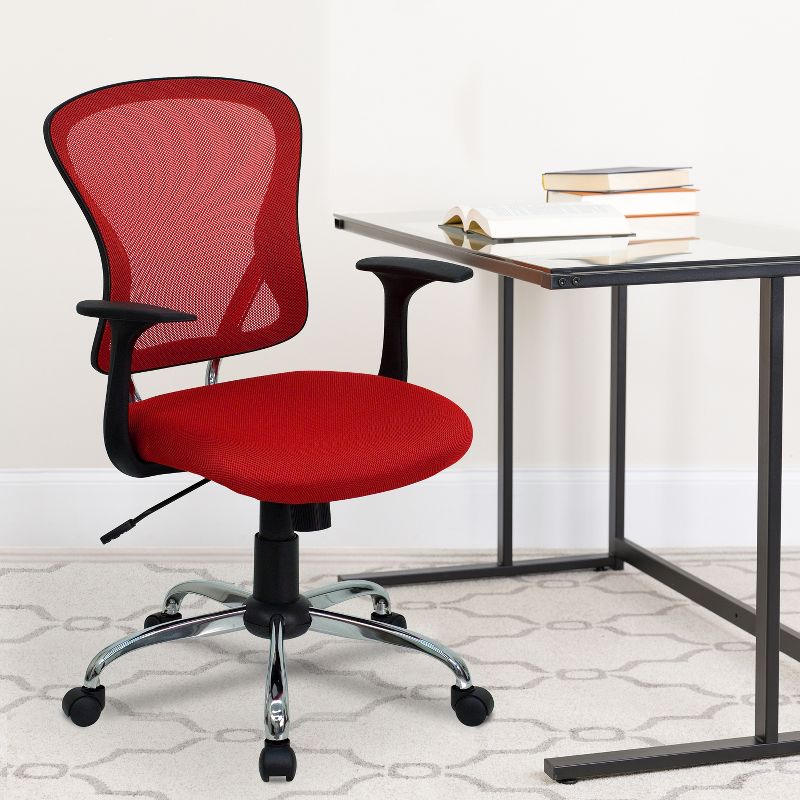Emma and Oliver Mid-Back Mesh Swivel Task Office Chair with Chrome Base and Arms, 3 of 12