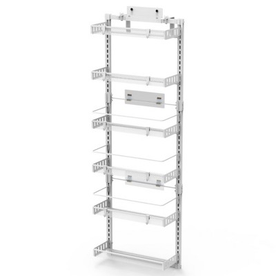 Syemin Utility Storage Shelves 6-Tier Over the Door Pantry Organizer, Door Spice Rack, Hanging Heavy-Duty Door Storage Shelf, White, 17.1"*6.1"*50.2"