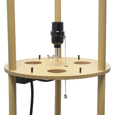 Modern Tan 62.5" Shelf Etagere Floor Lamp with USB Charging Ports