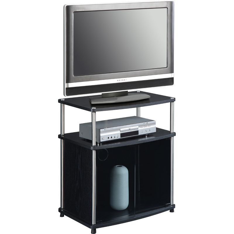 Designs2Go TV Stand for TVs up to 25" with Black Glass Storage Cabinet and Shelf - Breighton Home, 2 of 4