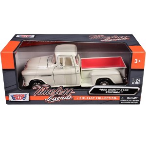 1955 Chevrolet 3100 Stepside Pickup Truck Cream w/White Interior "Timeless Legends" Series 1/24 Die Cast Car Model by Motormax - 1 of 3
