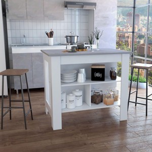INFURNIC Kitchen Carts and Islands Kitchen Island with Open Storage Shelves and Spacious Prep Surface, Multicolored, 27.5"*40.5"*35.4" - 1 of 4