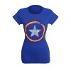 Womens Captain America Distressed Shield Royal T-Shirt - 4 of 4
