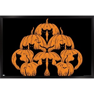 Trends International Episodic Drawing - Pumpkin Cat Framed Wall Poster Prints - 1 of 4