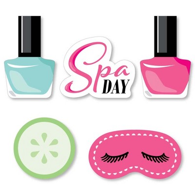 Big Dot of Happiness Spa Day - DIY Shaped Girls Makeup Party Cut-Outs - 24 Count