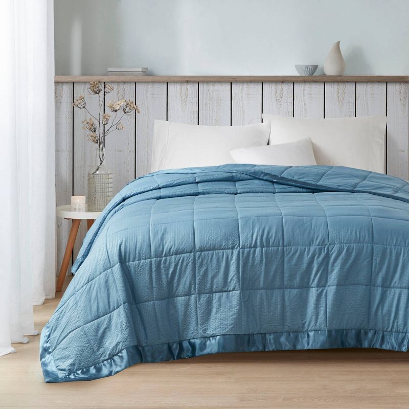 Parkman Oversized Down Alternative with Satin Trim Bed Blanket Slate Blue, 3 of 6