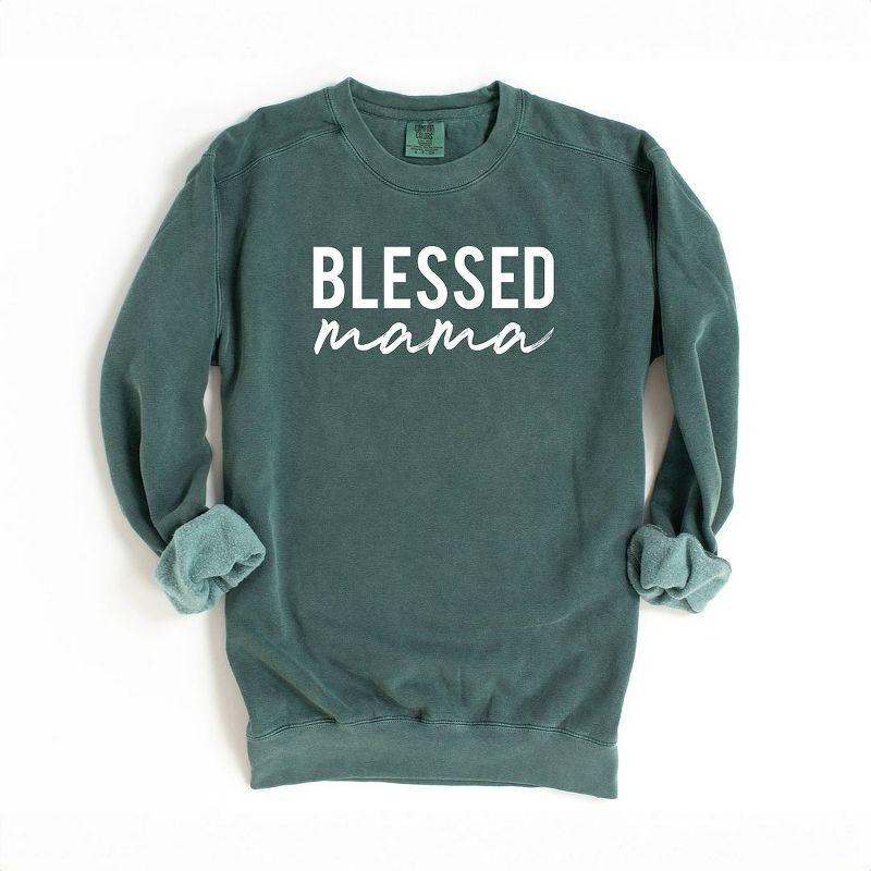 Simply Sage Market Women's Garment Dyed Graphic Sweatshirt Blessed Mama, 1 of 4
