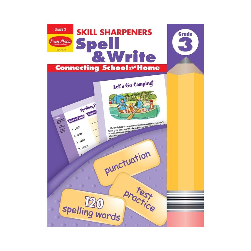 Skill Sharpeners: Spell & Write, Grade 3 Workbook - by  Evan-Moor Educational Publishers (Paperback), 1 of 2