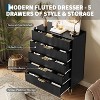 32 Inch Wide Fluted 5-Drawer Dresser, Black Finish with Metal Handles, Multi-Functional Storage Organizer for Bedroom Living Room Hallway - 3 of 4