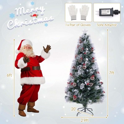 7 ft Green and White PVC Christmas Tree with LED Lights