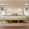 Upholstered Bed With Solid Wood Frame & Fleece Headboard Tapered Legs and Built in Storage for Bedroom-The Pop Home - 2 of 4