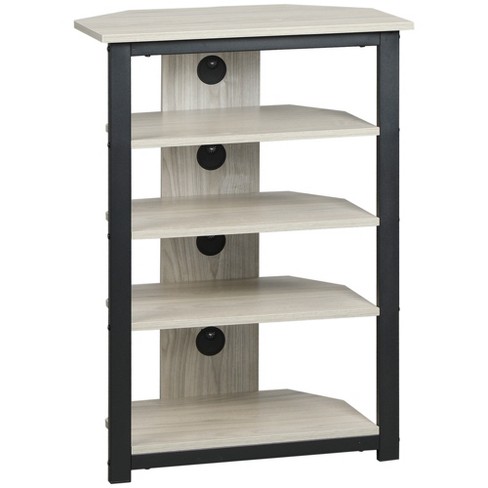 at Home Wood 4-Shelves Corner Grey Storage Stand