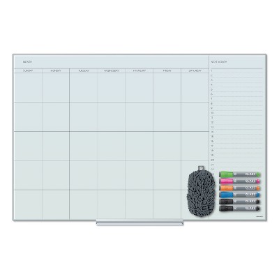U Brands Floating Glass Dry Erase Undated One Month Calendar 36 x 24 White 3967U00-01