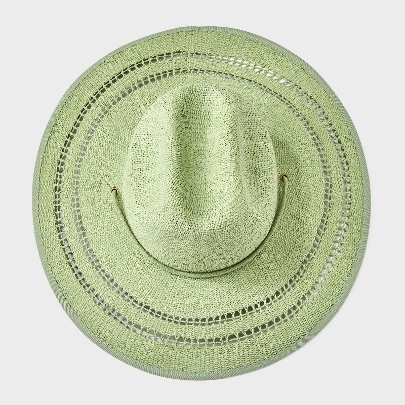Paper Straw String Machine Weave Rancher Hat with Cotton Rope Band - Universal Thread™ Green, 3 of 5
