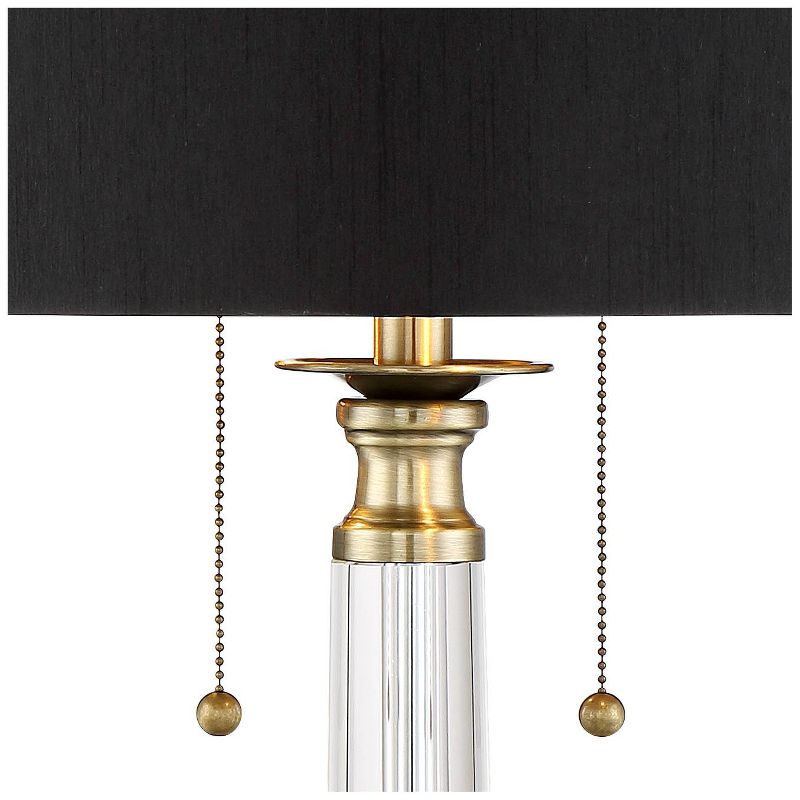 Vienna Full Spectrum Stephan Traditional Column Table Lamp 30" Tall Crystal Antique Brass with Table Top Dimmer Black Drum Shade for Bedroom Bedside, 3 of 9