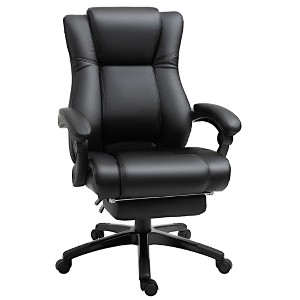 Vinsetto Executive High Back Office Chair Executive Computer Desk Chair with PU Leather, Adjustable Height and Retractable Footrest, Black - 1 of 4