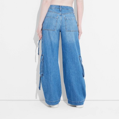 Women's Mid-Rise Wide Leg Cargo Baggy Pants - Wild Fable - Picture 13 of 13