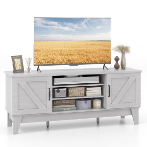 Tangkula Farmhouse TV Stand for TVs Up to 65 Inches w/ 2 Barn Door Cabinets & 4 Shelves - 1 of 4