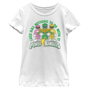 Girl's Power Rangers St. Patrick's Day Luck has Nothing to do with It T-Shirt - 1 of 4