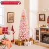 Tangkula 8 FT Christmas Tree Artificial Xmas Tree with 1000 Flocked Branch Tips & Folding Metal Stand Slim Pencil Decoration Tree - 2 of 4