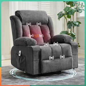 Recliner Rocking Chairs with Massage and Heat, Wide Comfy Sofa Couch with Side Pockets and Cup Holder for Bedroom - 1 of 4