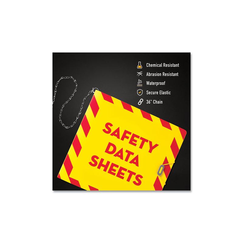 Avery UltraDuty Safety Data Sheet Binders with Chain, 3 Rings, 3" Capacity, 11 x 8.5, Yellow/Red, 4 of 5